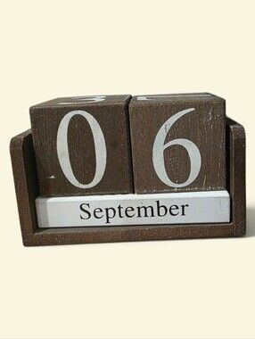 Rustic Brown Wooden Perpetual Calendar